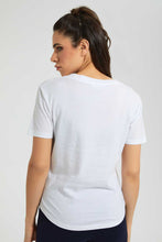 Load image into Gallery viewer, Redtag-White-Organic-V-Neck-T-Shirt-Plain-Women&#39;s-
