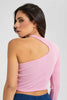 Redtag-Pink-Asymmetric-Neck-Long-Sleeves-Top-Plain-Women's-