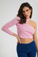 Load image into Gallery viewer, Redtag-Pink-Asymmetric-Neck-Long-Sleeves-Top-Plain-Women&#39;s-
