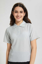 Load image into Gallery viewer, Redtag-White/Silver-Lurex-Collared-Top-Plain-Senior-Girls-9 to 14 Years
