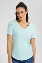 Load image into Gallery viewer, Redtag-Mint-Organic-V-Neck-T-Shirt-Plain-Women&#39;s-
