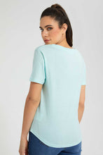 Load image into Gallery viewer, Redtag-Mint-Organic-V-Neck-T-Shirt-Plain-Women&#39;s-
