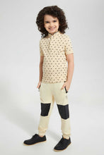 Load image into Gallery viewer, Redtag-Beige-Side-Cut-And-Sew-Panel-Track-Pant-Active-Pants-Boys-2 to 8 Years
