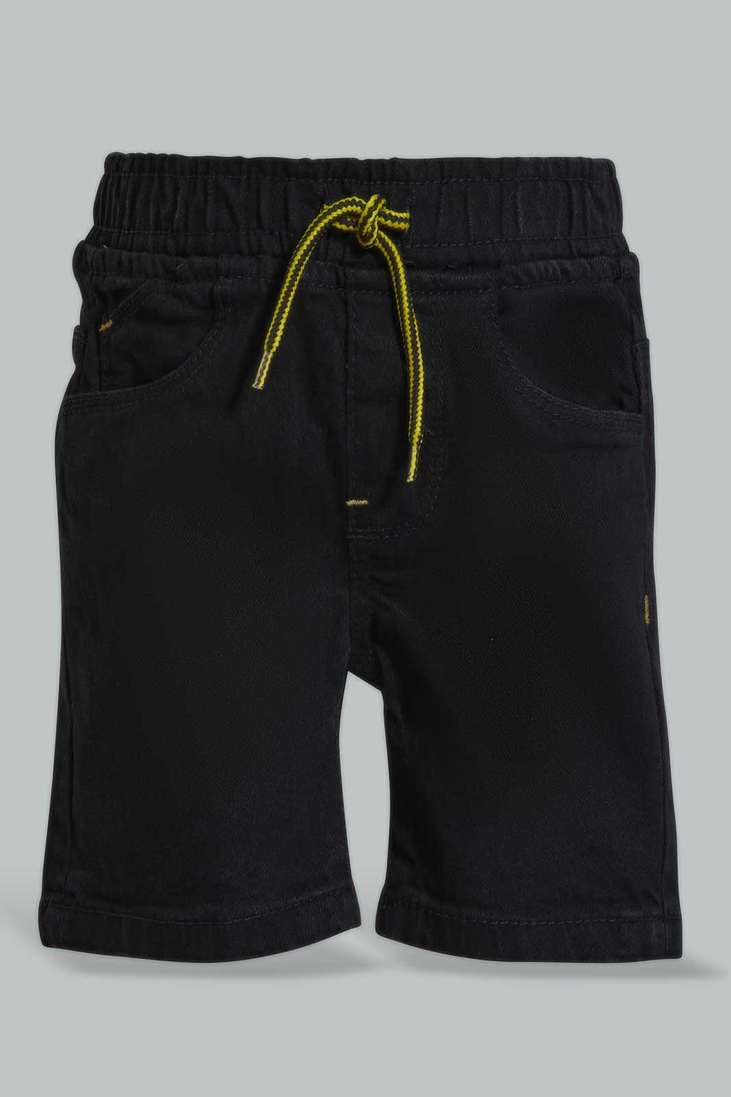 Redtag-Black-Wash-Denim-Short-Denim-Shorts-Infant-Boys-3 to 24 Months