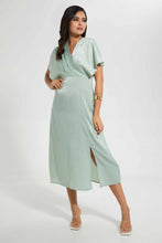 تنزيل الصورة على معرض الصور، Redtag-Mint-Wide-Shoulder-Front-Overlap-Dress-Dresses-Women&#39;s-
