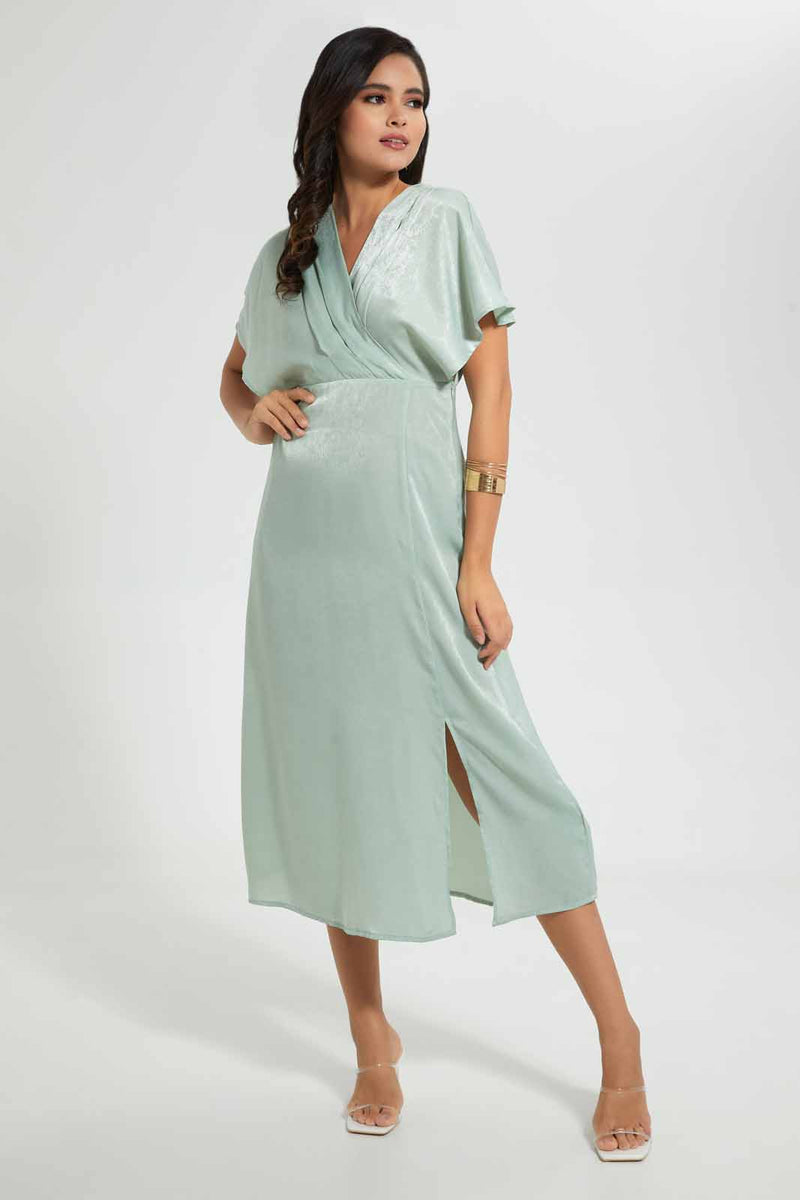 Redtag-Mint-Wide-Shoulder-Front-Overlap-Dress-Dresses-Women's-