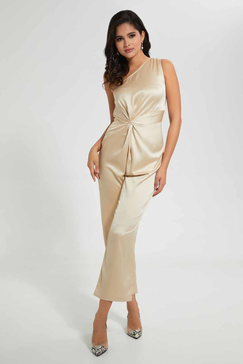 Redtag-Beige-One-Shoulder-Twist-Front-Jumpsuit-Jumpsuits-Women's-