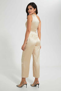 Redtag-Beige-One-Shoulder-Twist-Front-Jumpsuit-Jumpsuits-Women's-