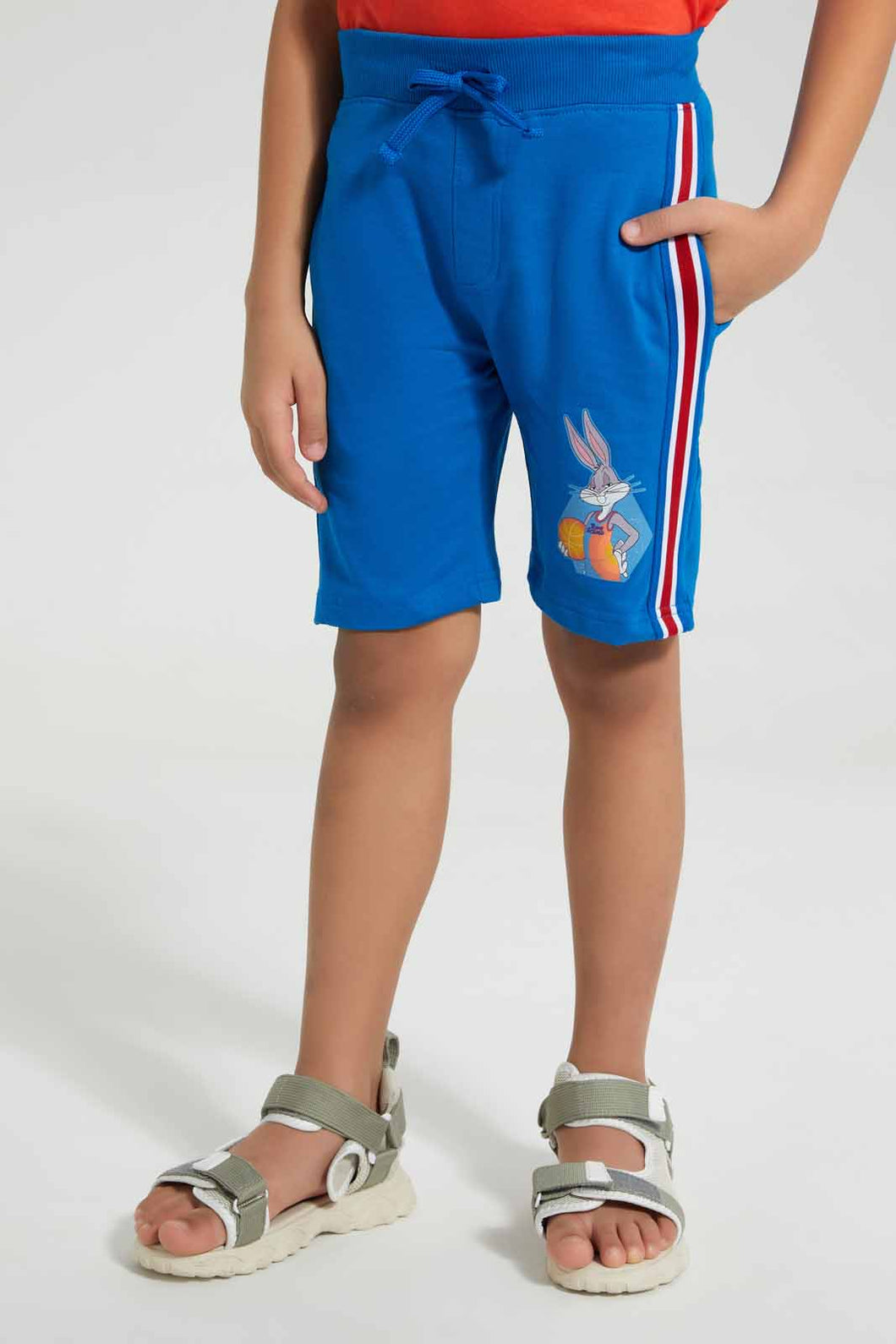 Redtag-Blue-Bugs-Bunny-Elasticacated-Waist-Short-Active-Shorts-Boys-2 to 8 Years