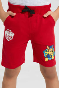 Redtag-Red-Paw-Patrol-Elasticacated-Waist-Short-Active-Shorts-Boys-2 to 8 Years