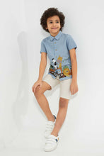 تنزيل الصورة على معرض الصور، Redtag-Blue-Tropical-Print-Shirt-Casual-Shirts-Boys-2 to 8 Years
