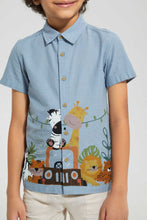 تنزيل الصورة على معرض الصور، Redtag-Blue-Tropical-Print-Shirt-Casual-Shirts-Boys-2 to 8 Years
