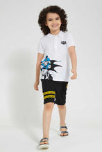 تنزيل الصورة على معرض الصور، Redtag-Black-Batman-Elasticated-Waist-Short-Active-Shorts-Boys-2 to 8 Years
