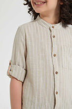 Load image into Gallery viewer, Redtag-Stone-Stripe-Cotton-Oversize-Slub-Shirt-Casual-Shirts-Boys-2 to 8 Years
