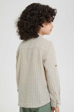 Load image into Gallery viewer, Redtag-Stone-Stripe-Cotton-Oversize-Slub-Shirt-Casual-Shirts-Boys-2 to 8 Years
