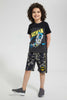 Redtag-Black-Batman-T-Shirt-And-Short-Set-Sets-Boys-2 to 8 Years