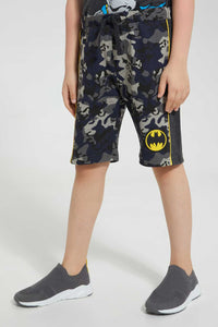 Redtag-Black-Batman-T-Shirt-And-Short-Set-Sets-Boys-2 to 8 Years