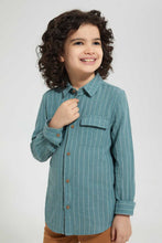 Load image into Gallery viewer, Redtag-Mint-Stripe-Cotton-Oversize-Slub-Shirt-Casual-Shirts-Boys-2 to 8 Years
