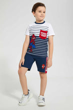 تنزيل الصورة على معرض الصور، Redtag-White-Spiderman-T-Shirt-And-Short-Set-Sets-Boys-2 to 8 Years
