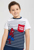 Redtag-White-Spiderman-T-Shirt-And-Short-Set-Sets-Boys-2 to 8 Years