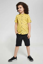 Load image into Gallery viewer, Redtag-Yellow-Print-Ss-Mandarin-Collar-Casual-Shirts-Boys-2 to 8 Years
