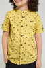 Redtag-Yellow-Print-Ss-Mandarin-Collar-Casual-Shirts-Boys-2 to 8 Years