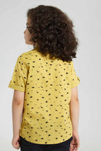 Load image into Gallery viewer, Redtag-Yellow-Print-Ss-Mandarin-Collar-Casual-Shirts-Boys-2 to 8 Years
