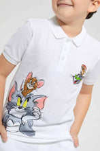 تنزيل الصورة على معرض الصور، Redtag-White-Tom-And-Jerry-Polo-Polo-Shirts-Boys-2 to 8 Years
