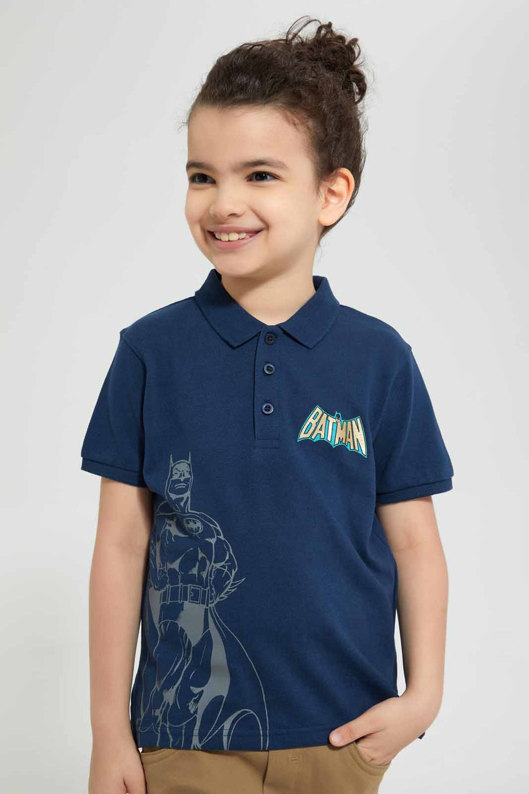 Redtag-Navy-Batman-Polo-Polo-Shirts-Boys-2 to 8 Years