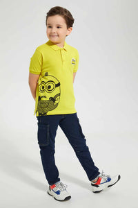 Redtag-Yellow-Minion-Polo-Polo-Shirts-Boys-2 to 8 Years