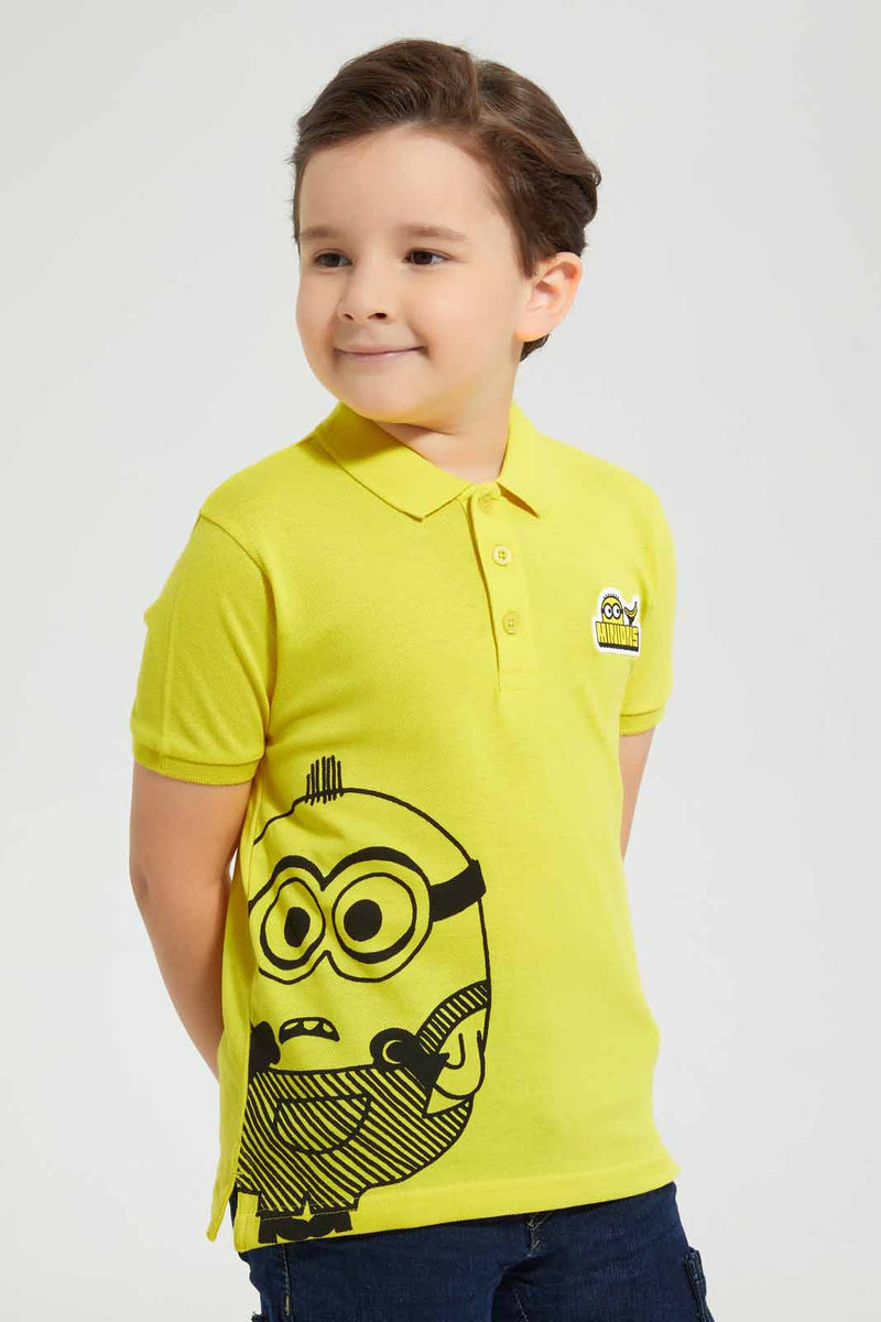 Redtag-Yellow-Minion-Polo-Polo-Shirts-Boys-2 to 8 Years