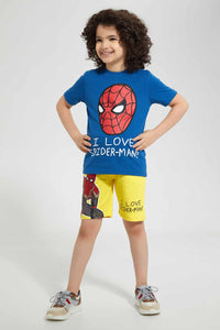 Redtag-Yellow-Spiderman-Short-Active-Shorts-Boys-2 to 8 Years