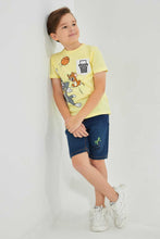 تنزيل الصورة على معرض الصور، Redtag-Darkwash-Skate-Print-Short-Denim-Shorts-Boys-2 to 8 Years
