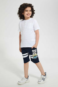 Redtag-Navy-Minions-Short-Active-Shorts-Boys-2 to 8 Years