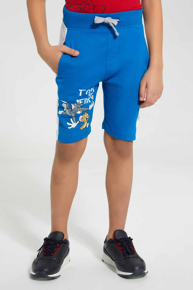 Redtag-Blue-Tom-And-Jerry-Shorts-Active-Shorts-Boys-2 to 8 Years