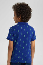 Load image into Gallery viewer, Redtag-Navy-Tiger-Printed-Polo-Polo-Shirts-Boys-2 to 8 Years
