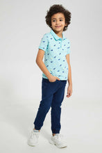 Load image into Gallery viewer, Redtag-Aqua-Dino-Printed-Polo-Polo-Shirts-Boys-2 to 8 Years
