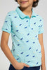 Redtag-Aqua-Dino-Printed-Polo-Polo-Shirts-Boys-2 to 8 Years