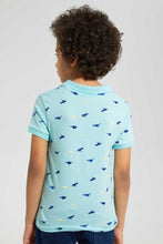 Load image into Gallery viewer, Redtag-Aqua-Dino-Printed-Polo-Polo-Shirts-Boys-2 to 8 Years
