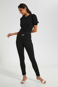Redtag-Black-Puff-Sleeve-Top-Tops-Women's-