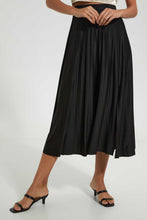 Load image into Gallery viewer, Redtag-Black-Pleated-Waist-String-Detail-Midi-Skirt-Skirts-Women&#39;s-
