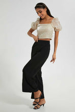 Load image into Gallery viewer, Redtag-Black-Wide-Leg-Pintuck-Detail-Trouser-Culottes-Women&#39;s-
