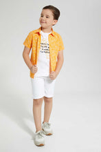 تنزيل الصورة على معرض الصور، Redtag-Orange-Shirt-And-T-Shirt-Set-Casual-Shirts-Boys-2 to 8 Years
