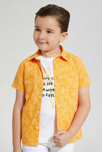 تنزيل الصورة على معرض الصور، Redtag-Orange-Shirt-And-T-Shirt-Set-Casual-Shirts-Boys-2 to 8 Years
