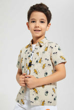 تنزيل الصورة على معرض الصور، Redtag-Beige-Shirt-And-T-Shirt-Set-Casual-Shirts-Boys-2 to 8 Years
