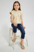 Load image into Gallery viewer, Redtag-Gold-Pleated-Blouse-Blouses-Girls-2 to 8 Years
