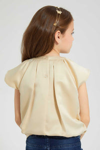 Redtag-Gold-Pleated-Blouse-Blouses-Girls-2 to 8 Years