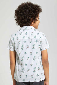 Redtag-White-Safari-Print-T-Shirt-And-Shirt-Set-Casual-Shirts-Boys-2 to 8 Years