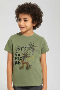 Redtag-White-Safari-Print-T-Shirt-And-Shirt-Set-Casual-Shirts-Boys-2 to 8 Years