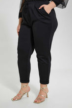 Load image into Gallery viewer, Redtag-Black-Turn-Up-Detail-Trouser-Trousers-Women&#39;s-
